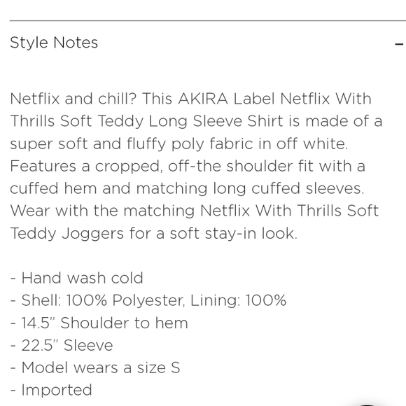 Akira Netflix With Thrills Cream Soft Teddy Long Sleeve Shirt M - Picture 10 of 10